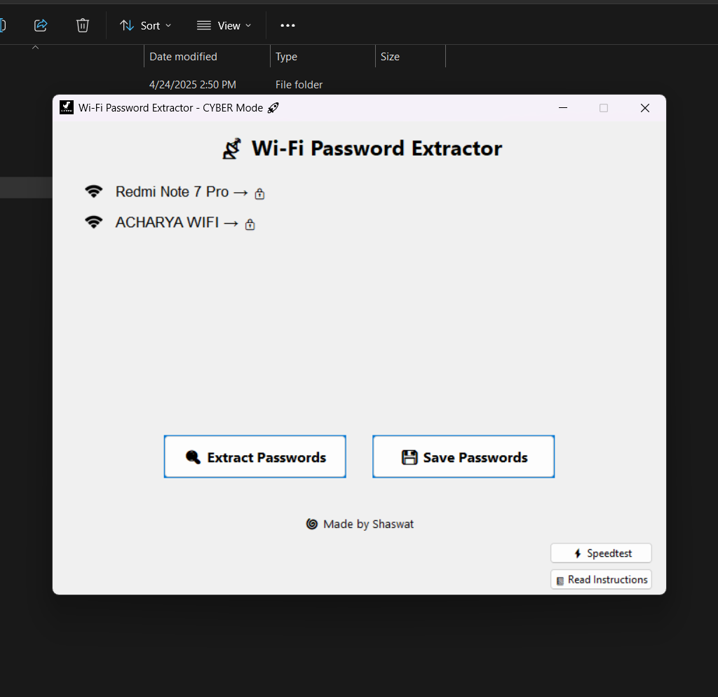Wi-Fi Password Extractor Python GUI Project